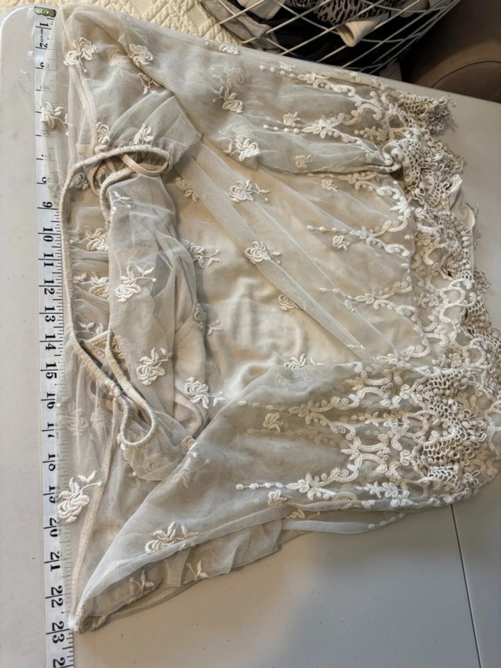 Italian Floral Lace Mini Dress Fits like Small Fairy Cottagecore Festival Silk - Picture 8 of 10